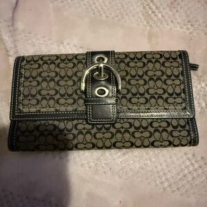 Coach Black and Brown Signature Wallet